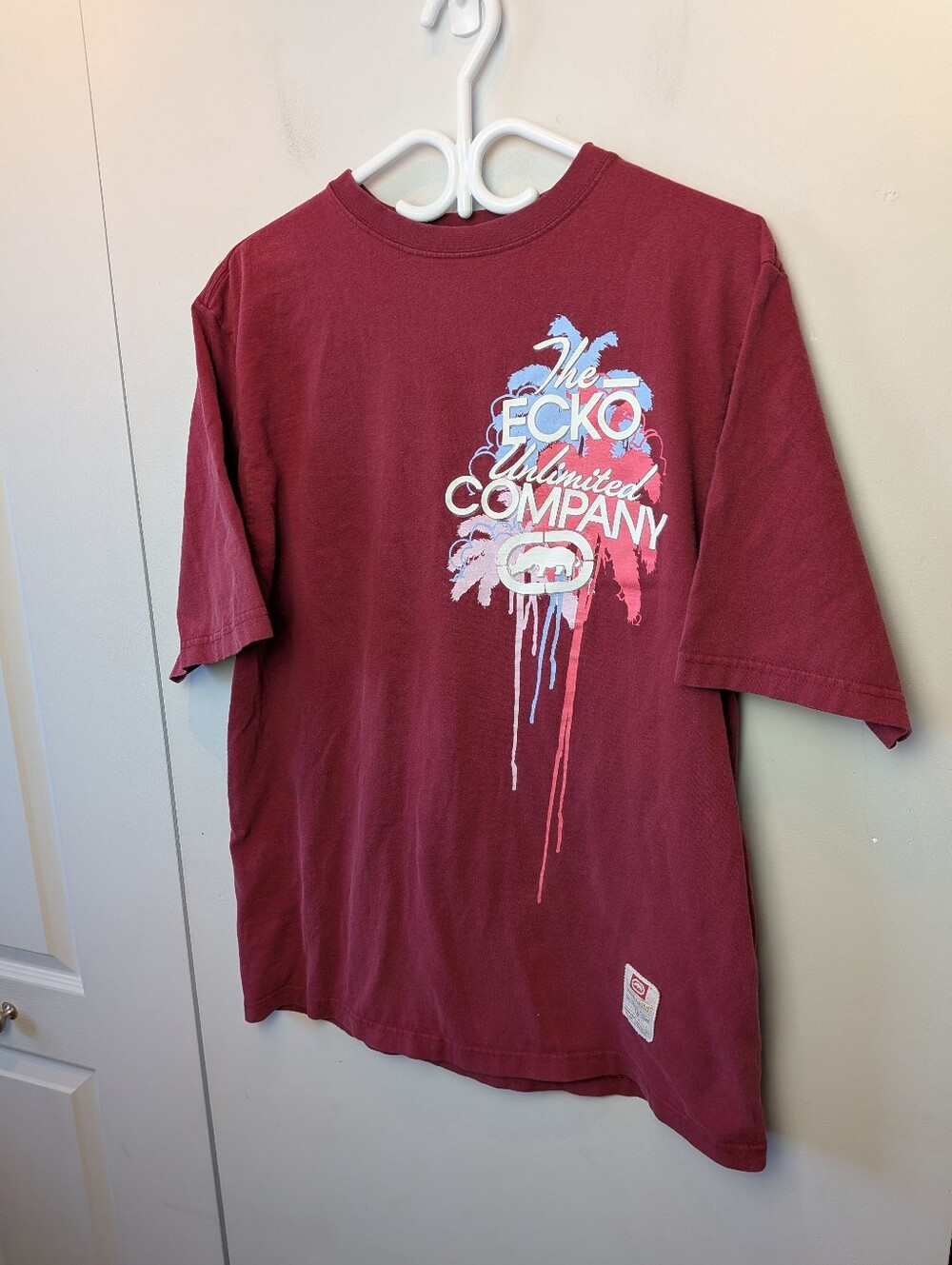 ECKO UNLTD Men T-Shirt Red Color Size Medium 100% Cotton Loose Fit Y2k Style